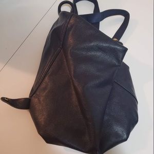 Navy dark blue leather Huada bag